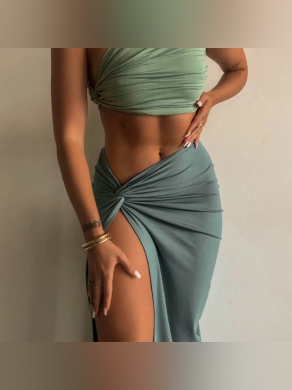 My Outfit Online The Sable Two Piece Set - Slate Green
